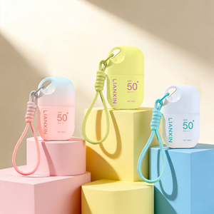 Custom Logo Oval Pink Gradient Hanging Rope Sunscreen Cream Bottle 40ml
