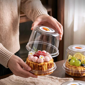 4-inch Disposable Transparent Cylinder Packaging Box for Food PET Material