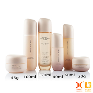 H 582 Custom Empty Cosmetic Cream Jar Toner Lotion Pump Glass Bottle Set